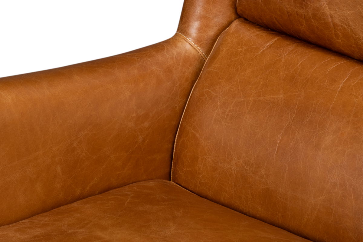 Elite Wing Lounge Chair  Cuba Brown, by Sarreid, 3' length x 2'4" width x 3'4" height View 5