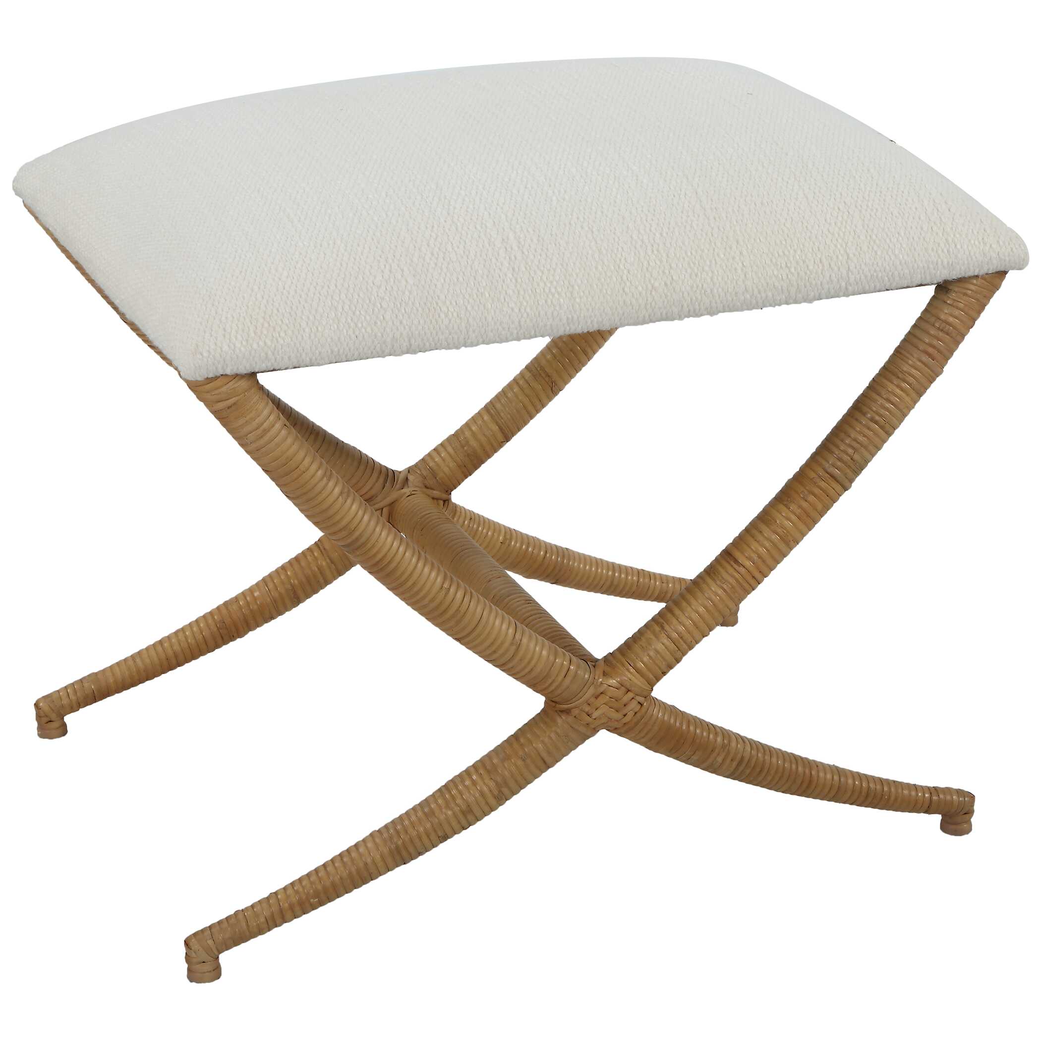 Expedition White Fabric Small Bench, Furniture by Uttermost, 23.5" width x 20" height x 16.12" depth View 5