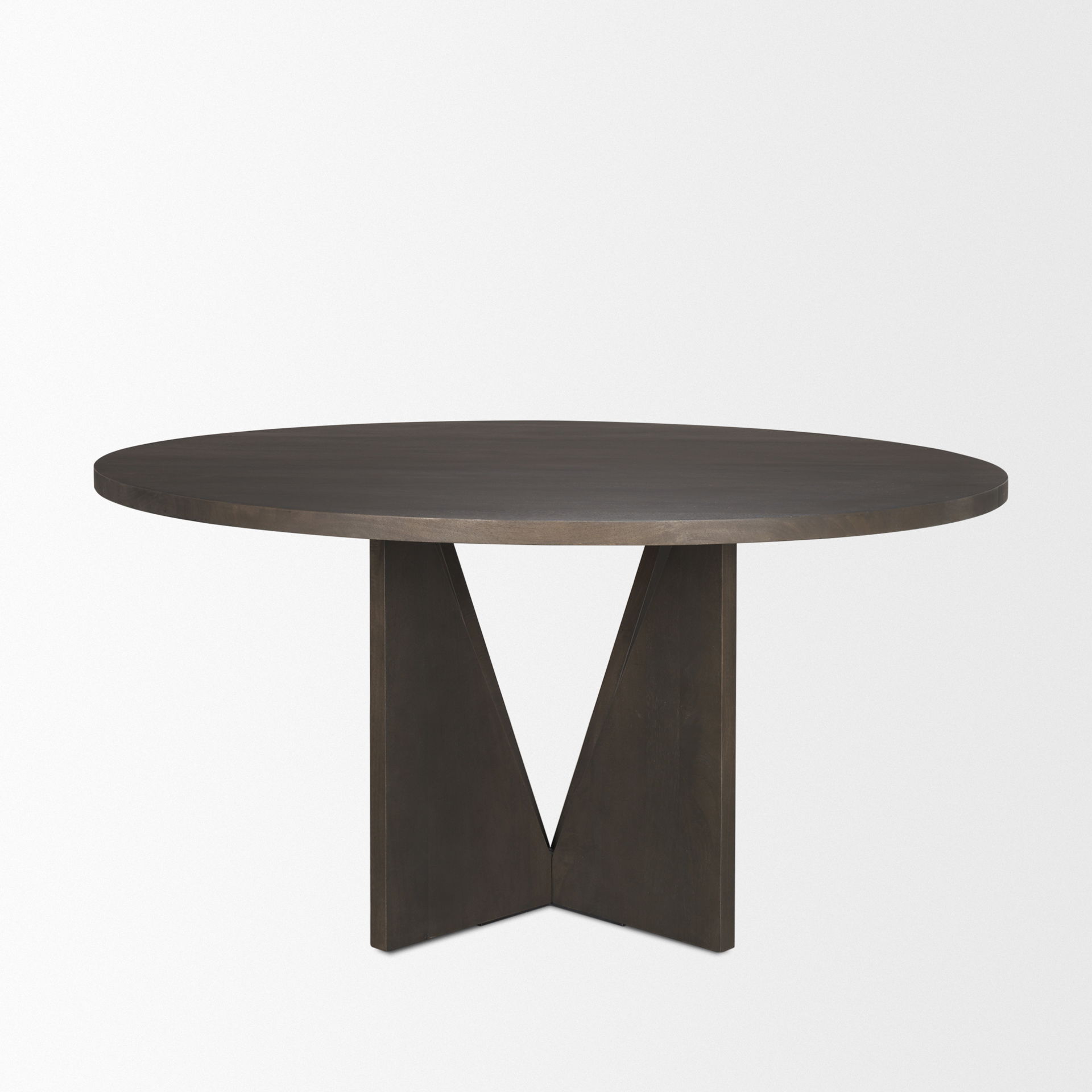 Tarro 60' Round Textured Espresso Wood with Geometrical Base Dining Table, by Mercana, 60" length x 60" width x 30" height View 5