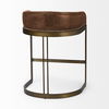 Hollyfield II Brown Leather Seat Gold Metal Base Stool, Counter & Bar Stool by Mercana, 20.5" length x 19.7" width x 28.7" height thumbnail 5