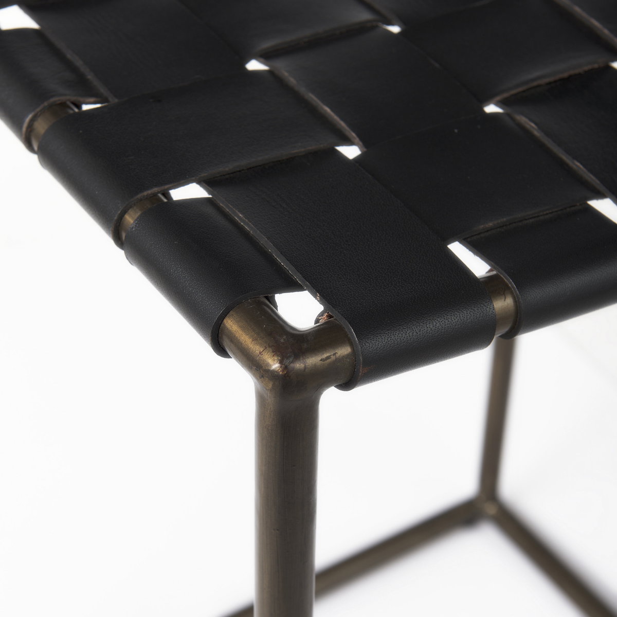 Clarissa Backless 26.25in Seat Counter Stool | Black Leather with Metal, Counter & Bar Stool by Mercana, 18" length x 16" width x 26" height View 6
