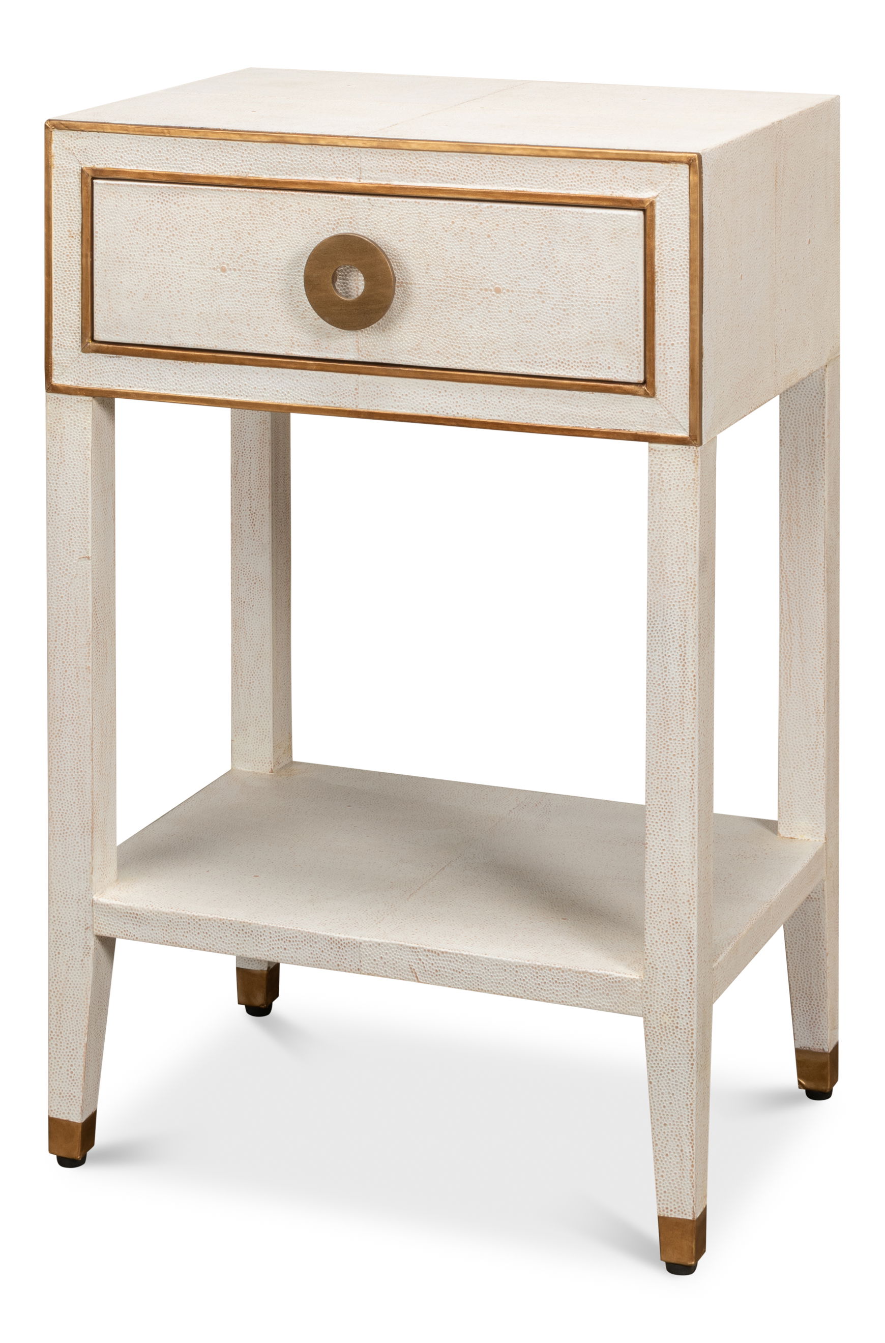Gabriella Shagreen Nightstand,Osprey Wht, by Sarreid, 20" length x 14" width x 31" height View 1
