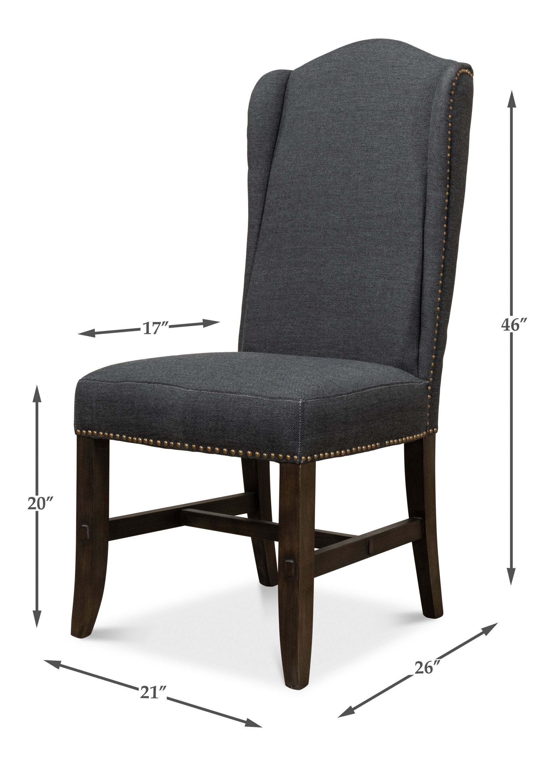 Black High Back Dining Chair, by Sarreid, 21" length x 26" width x 46" height View 17