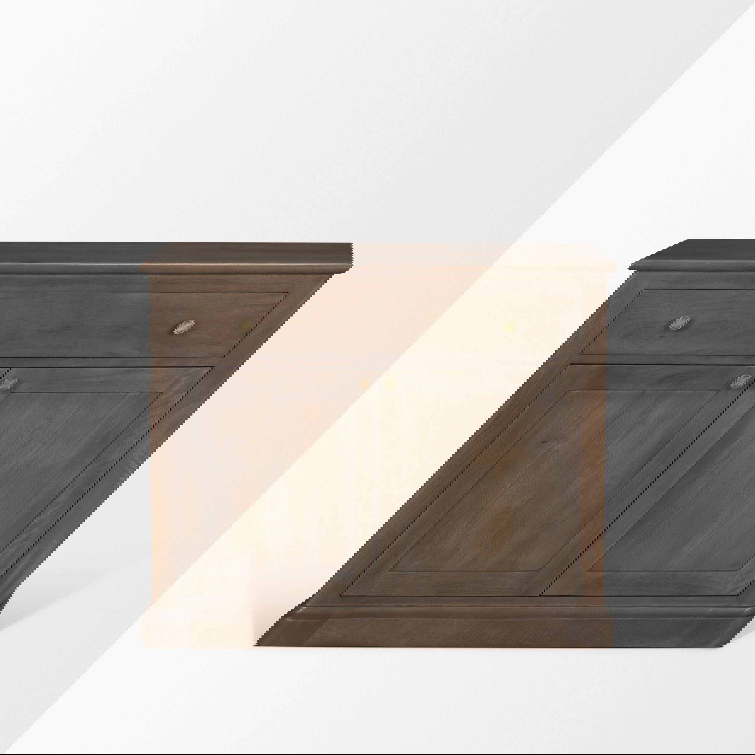 Baron Dark Brown Solid Wood with Antique Knobs 2-Door Accent Cabinet, Cabinets & Chest by Mercana, 34" length x 18.5" width x 27" height View 5