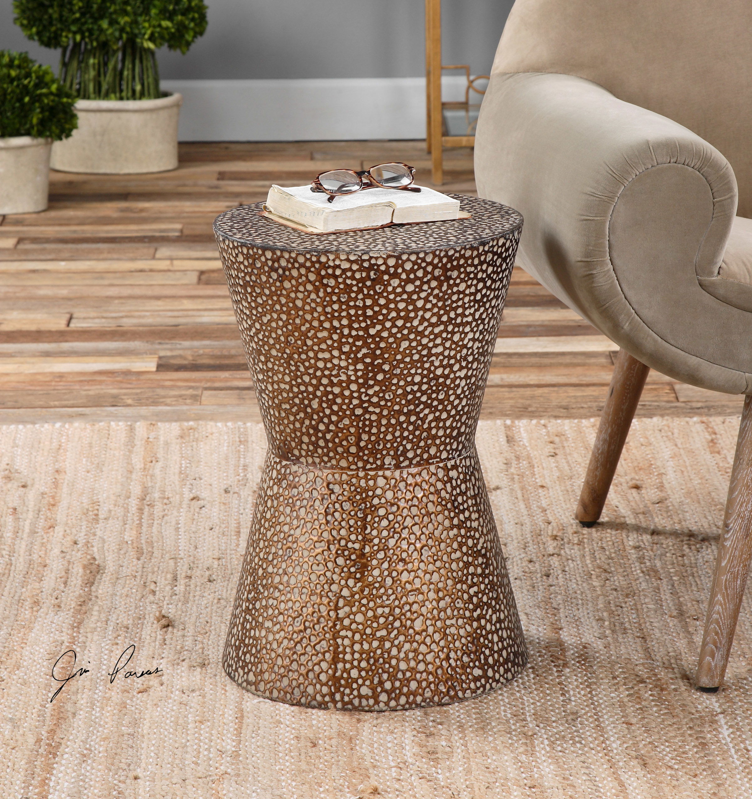 Cutler Drum Shaped Accent Table large image 