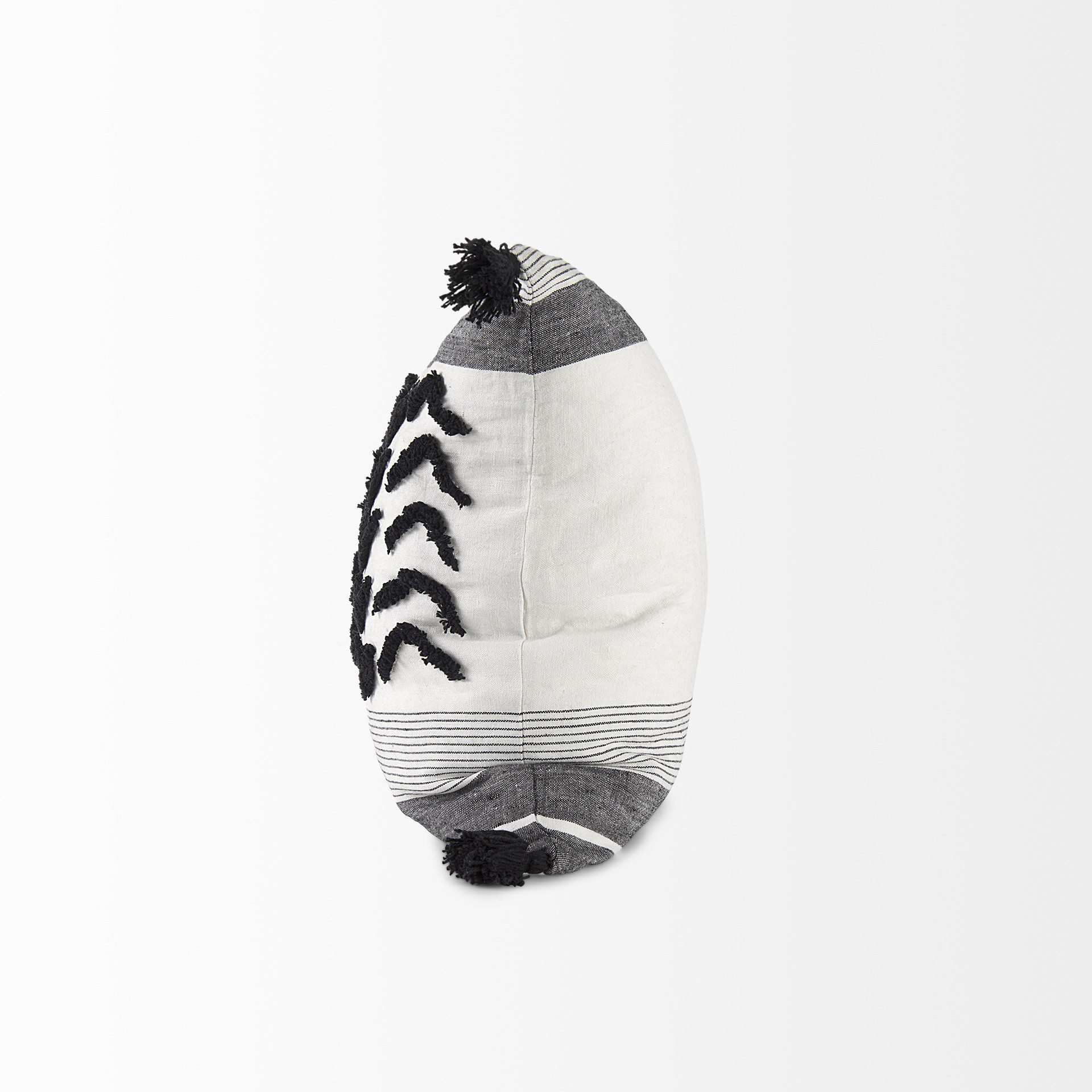 Kimia 20L x 20W White and Black Fabric Herringbone and Fringed Decorative Pillow Cover large image 