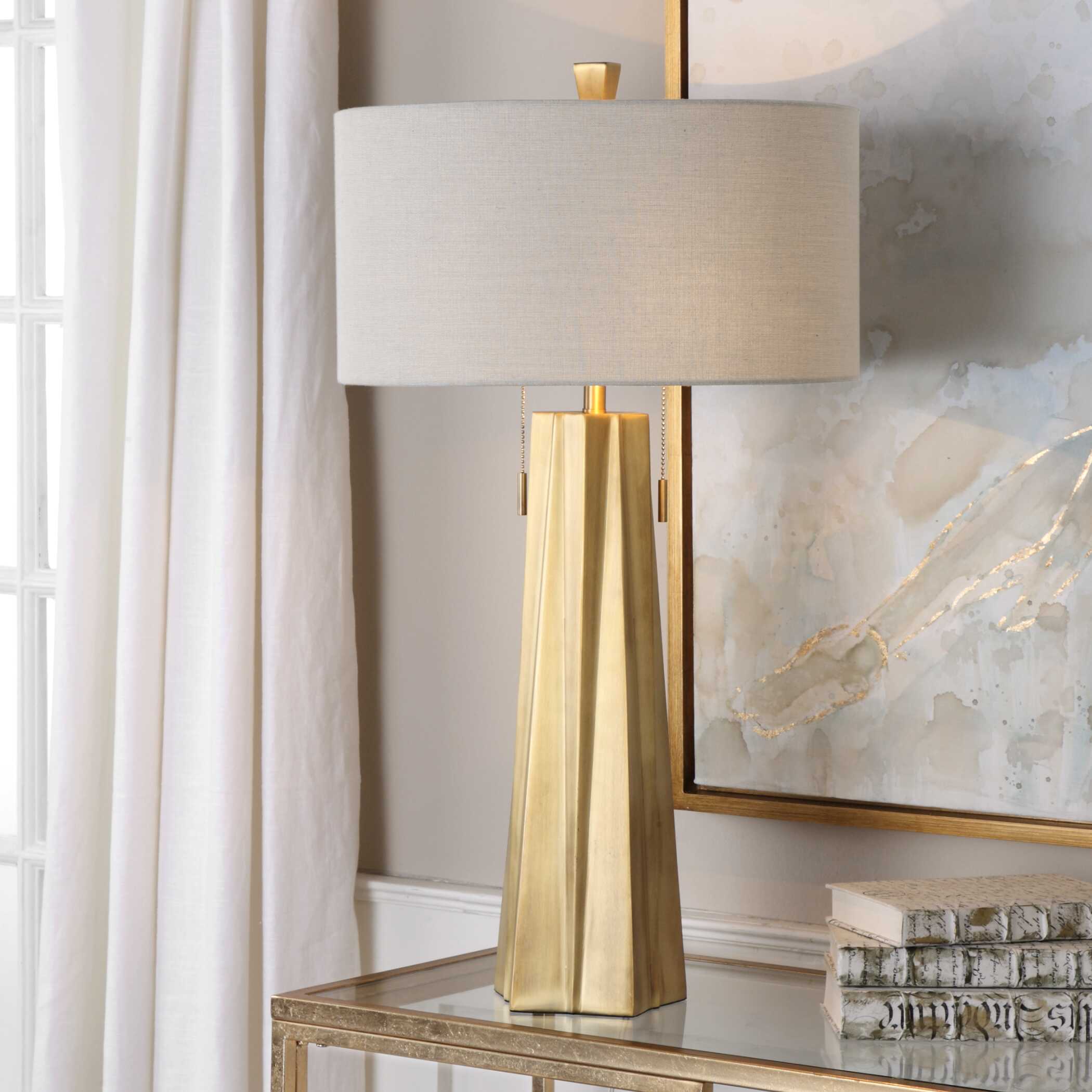 Maris Gold Table Lamp, by Uttermost, 17" width x 31.25" height x 17" depth View 4