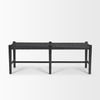 Shane Black Wood with Woven Black Leather Bench, Benche by Mercana, 52" length x 16.5" width x 18.75" height thumbnail 5
