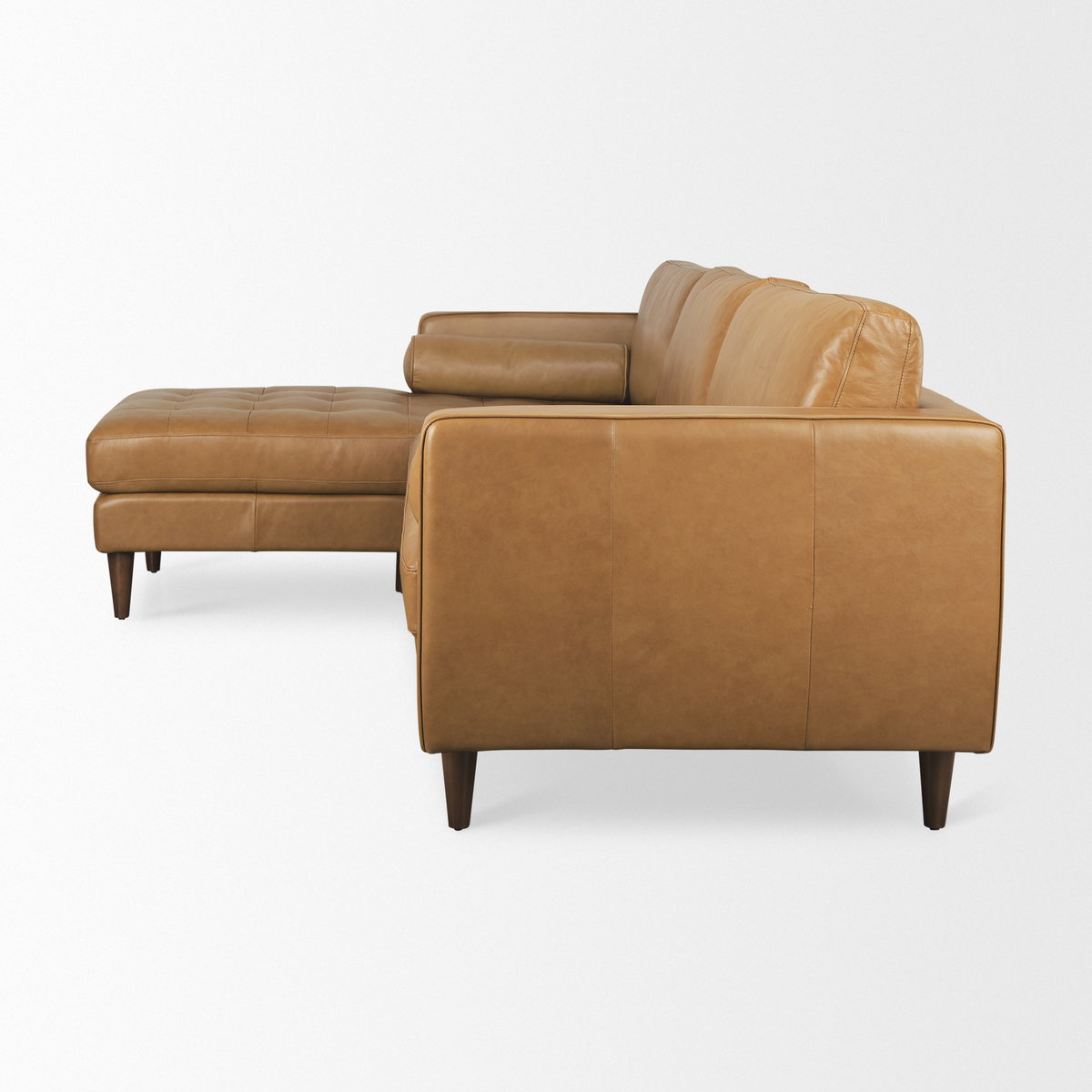 Svend 111.4L x 68.0W x 33.9H Tan Leather Left Chaise Sectional Sofa, by Mercana, 75.2" length x 37.8" width x 33.86" height View 5