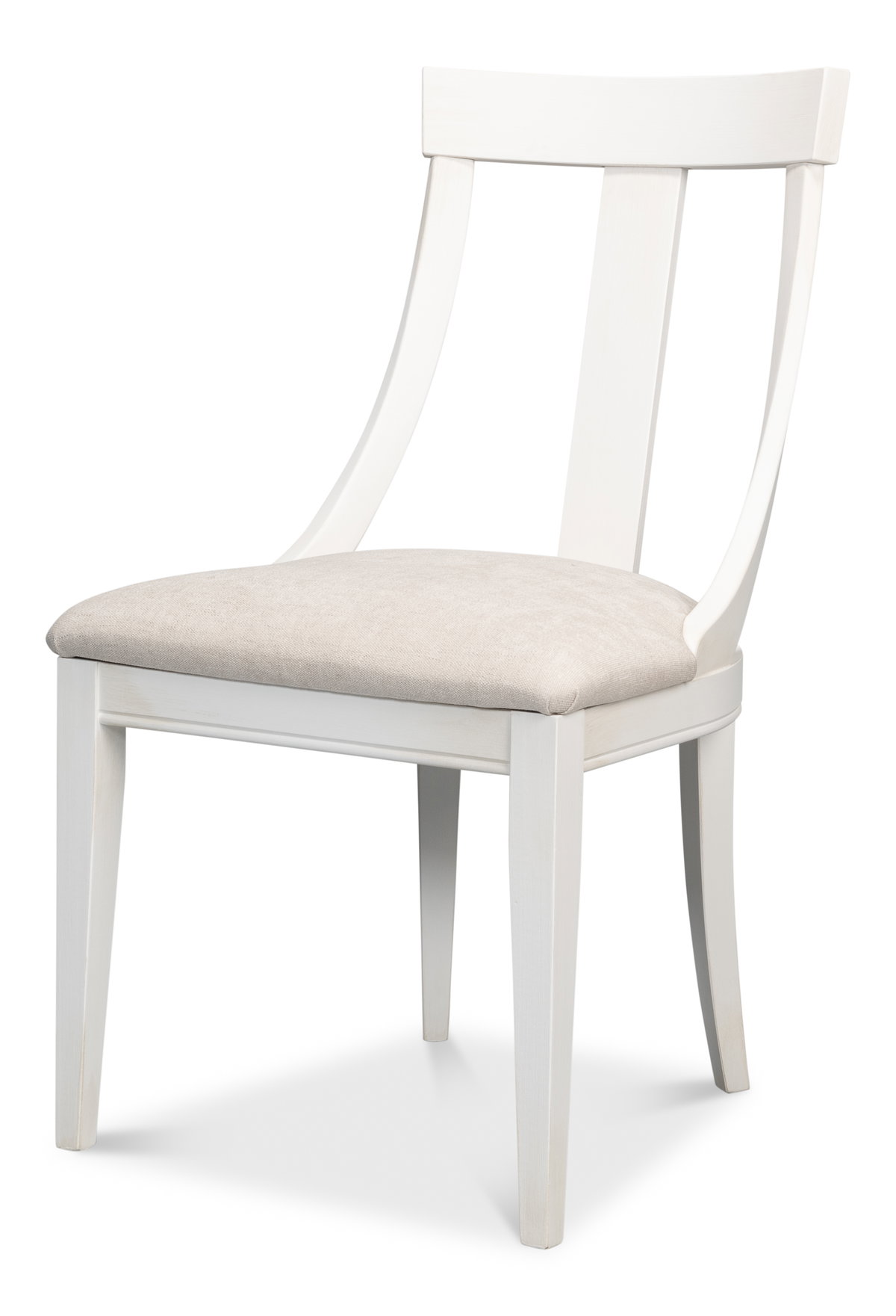 Deco Side Chair Cortina White Taupe, by Sarreid, 1'9" length x 1'8" width x 3'3" height View 1