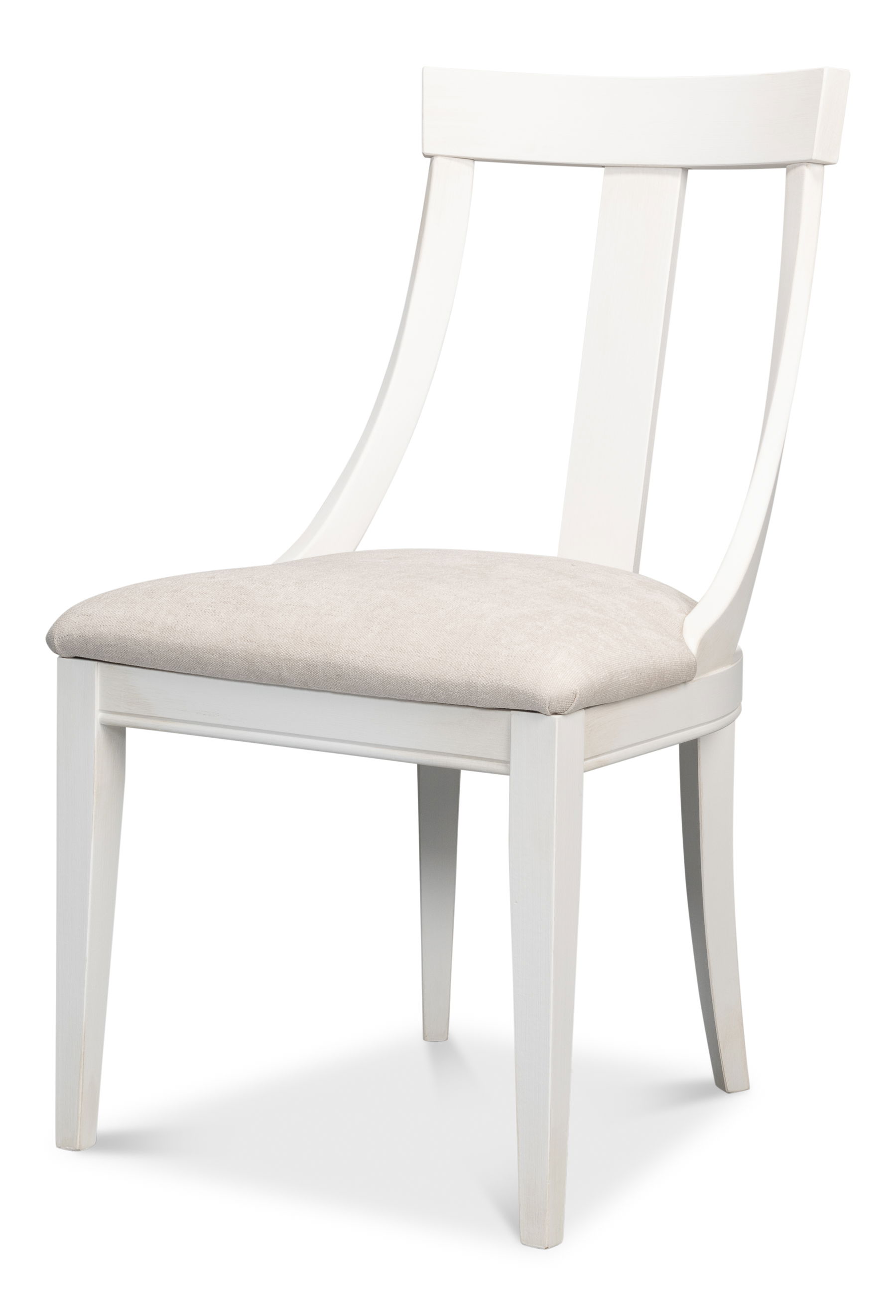 Deco Side Chair,Cortina White,Taupe, Dining Chair by Sarreid, 20" length x 21" width x 39" height View 1