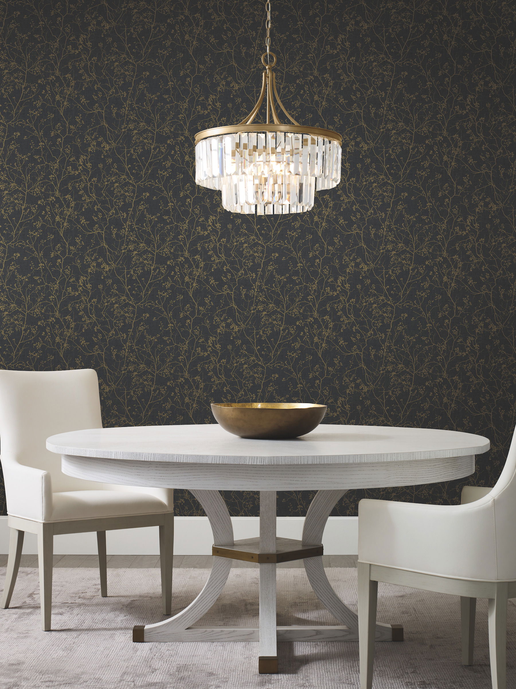 Luminous Branches Black & Gold Wallpaper large image 