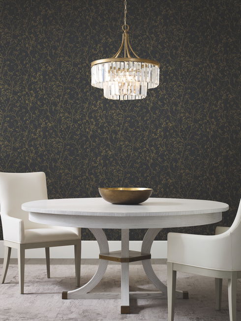 Luminous Branches Black & Gold Wallpaper