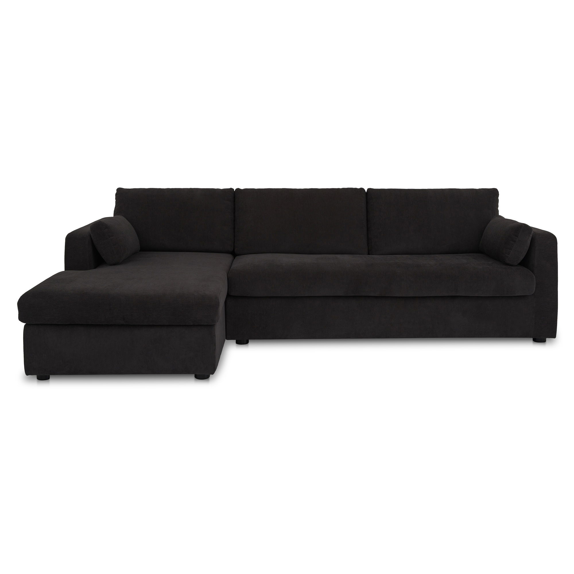 Burrow Sleeper Sectional With Storage Chaise Black Left, Sectional Sofa by Moe's Home, 115.75" width x 32.68" height x 61" depth View 1