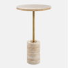 Malya Travertine Accent Table thumbnail 0