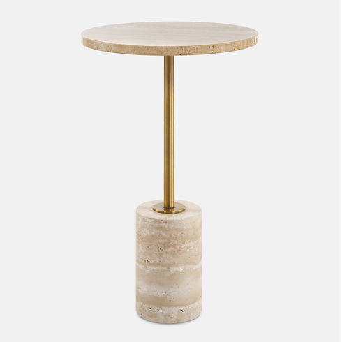 Malya Travertine Accent Table