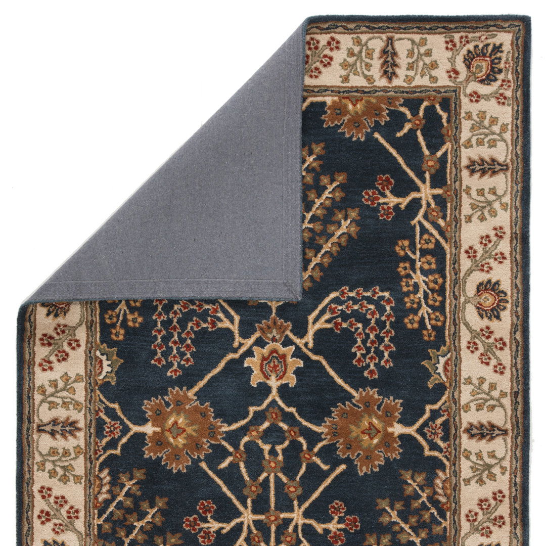 Poeme Hand-Woven Tufted Wool Dark Blue Area Rug large image 