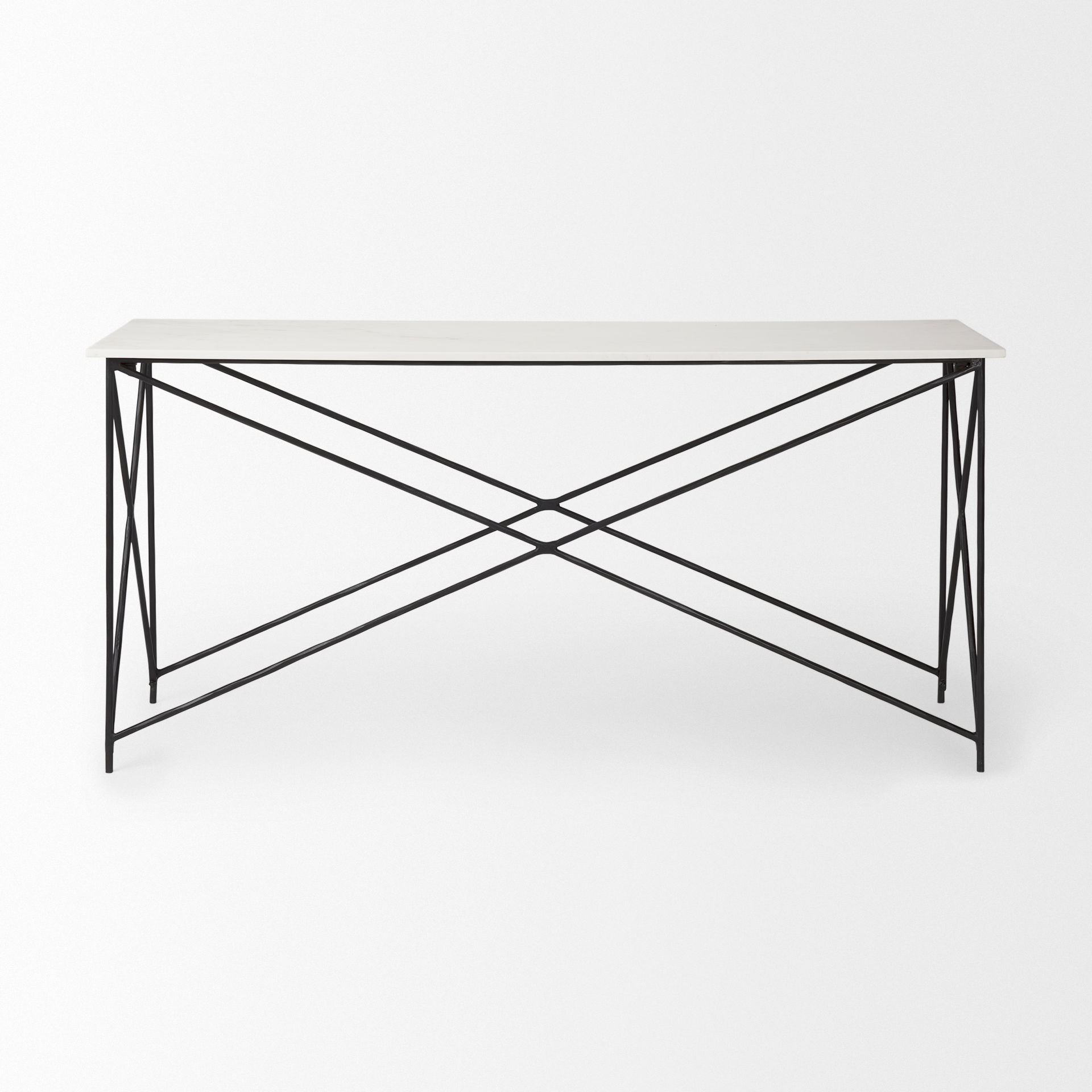 Lorlei Marble Top with Black Iron Base Console Table large image 