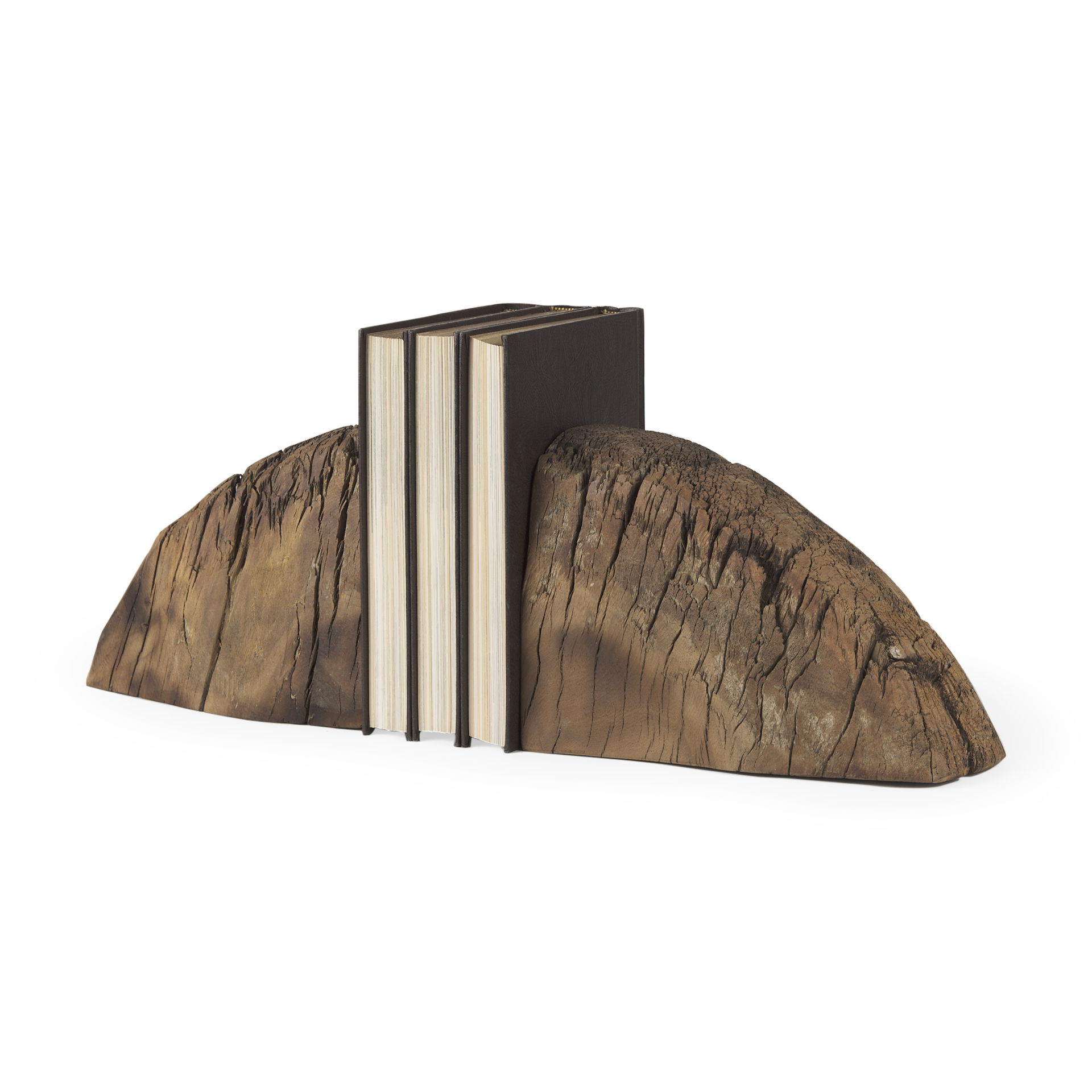 Incana Handmade Reclaimed Wooden Bookends, by Mercana, 11" length x 3.5" width x 10" height View 1