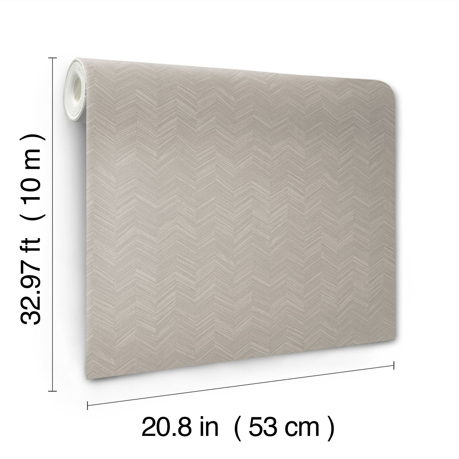 Raised Chevron Taupe Wallpaper, by York Wall, 33' length x 1'8.9" width x 0.02" depth View 5