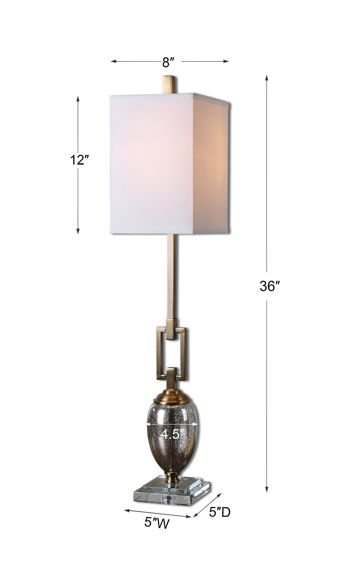 Copeland Mercury Glass Buffet Lamp, by Uttermost, 8" width x 3' height x 8" depth View 3