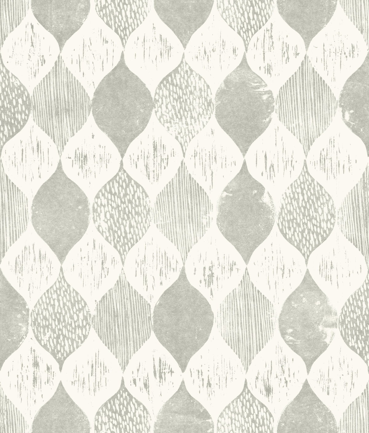 Garden Trowel Woodblock Print Grey Wallpaper, by York Wall, 33' length x 1'8.5" width x 0.02" depth