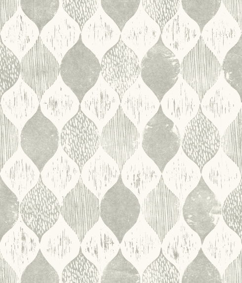Garden Trowel Woodblock Print Grey Wallpaper