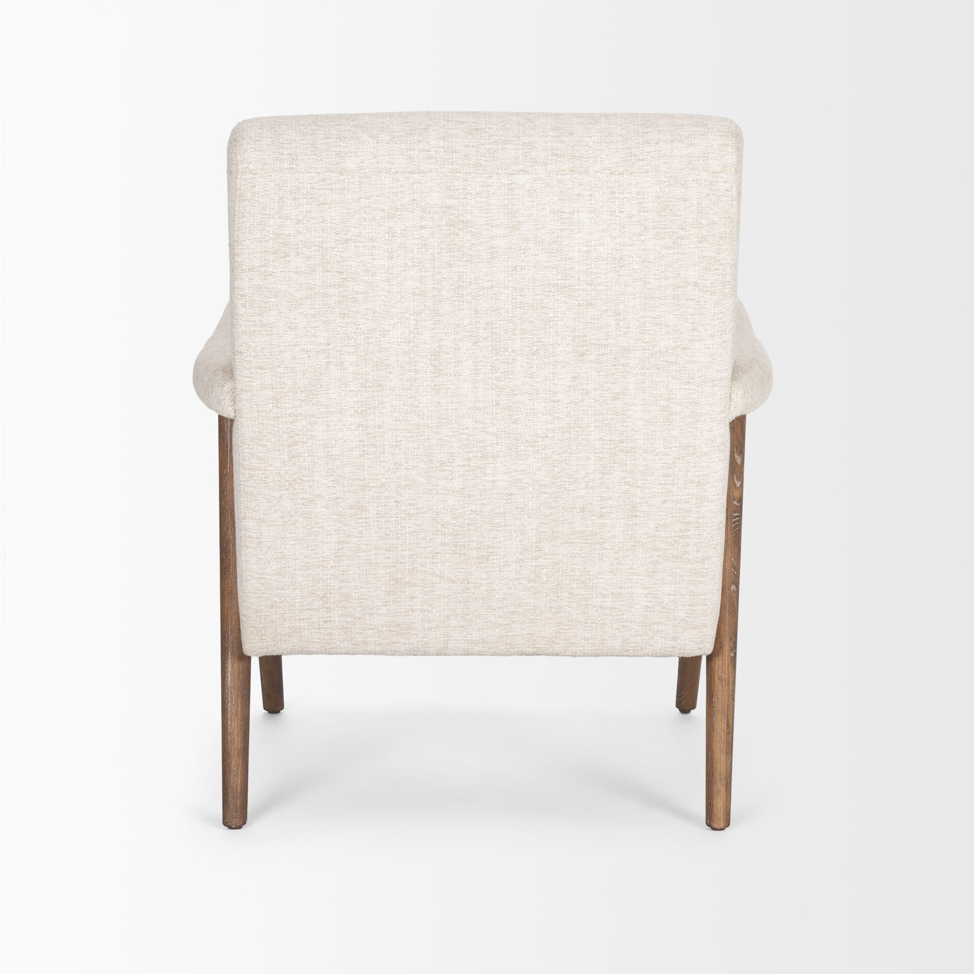 Nico Oatmeal Upholstered with Brown Wood Accent Chair, by Mercana, 25.98" length x 31.89" width x 32.28" height View 9