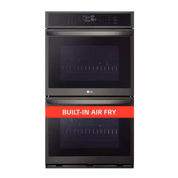 Online Designer Bathroom 9.4 cu. ft. Smart Double Wall Oven with Fan Convection, Air Fry in PrintProof Black Stainless Steel