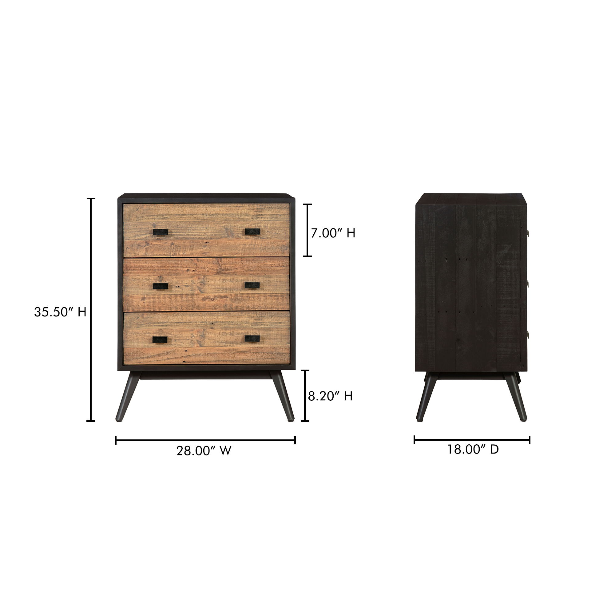 Nova 3 Drawer Nightstand Black large image 