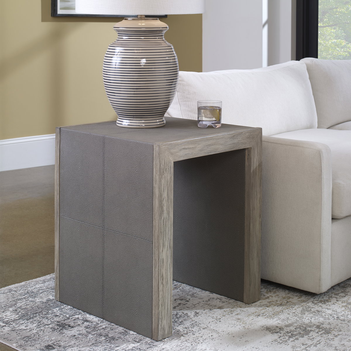 Aerina Modern Gray End Table, Side & End Table by Uttermost, 20" width x 24" height x 20" depth View 2