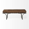 Jessie 55L x 16W Brown Leather Seat with Black Metal Base Accent Bench, Benche by Mercana, 55" length x 16" width x 20" height thumbnail 4