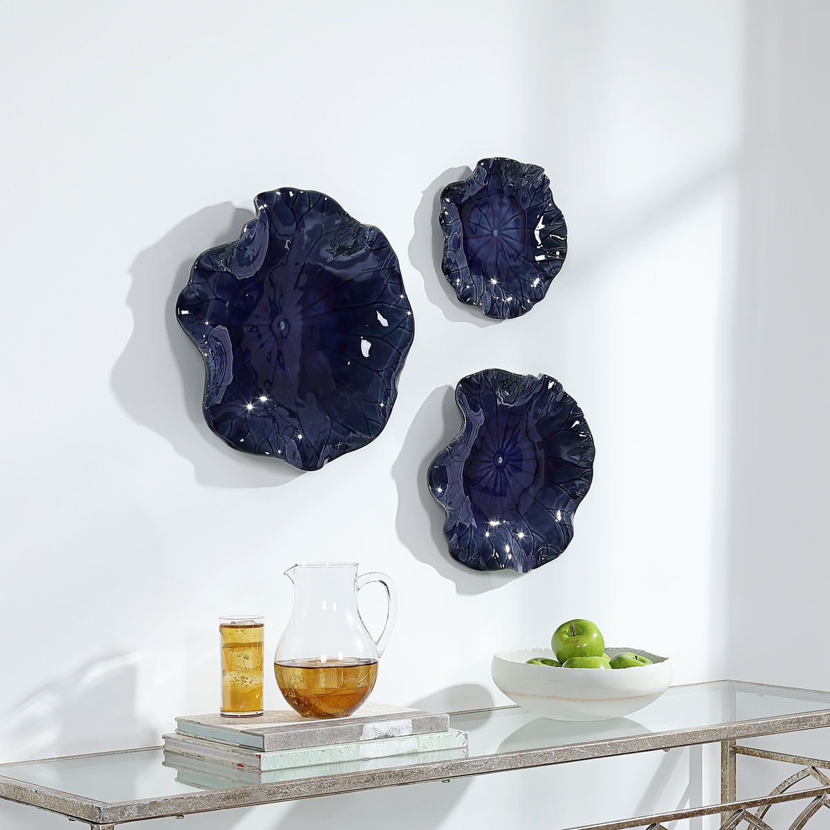 Abella Blue Ceramic Wall Decor Set/3, Art by Uttermost, 17.87" width x 17.87" height x 3.87" depth View 8
