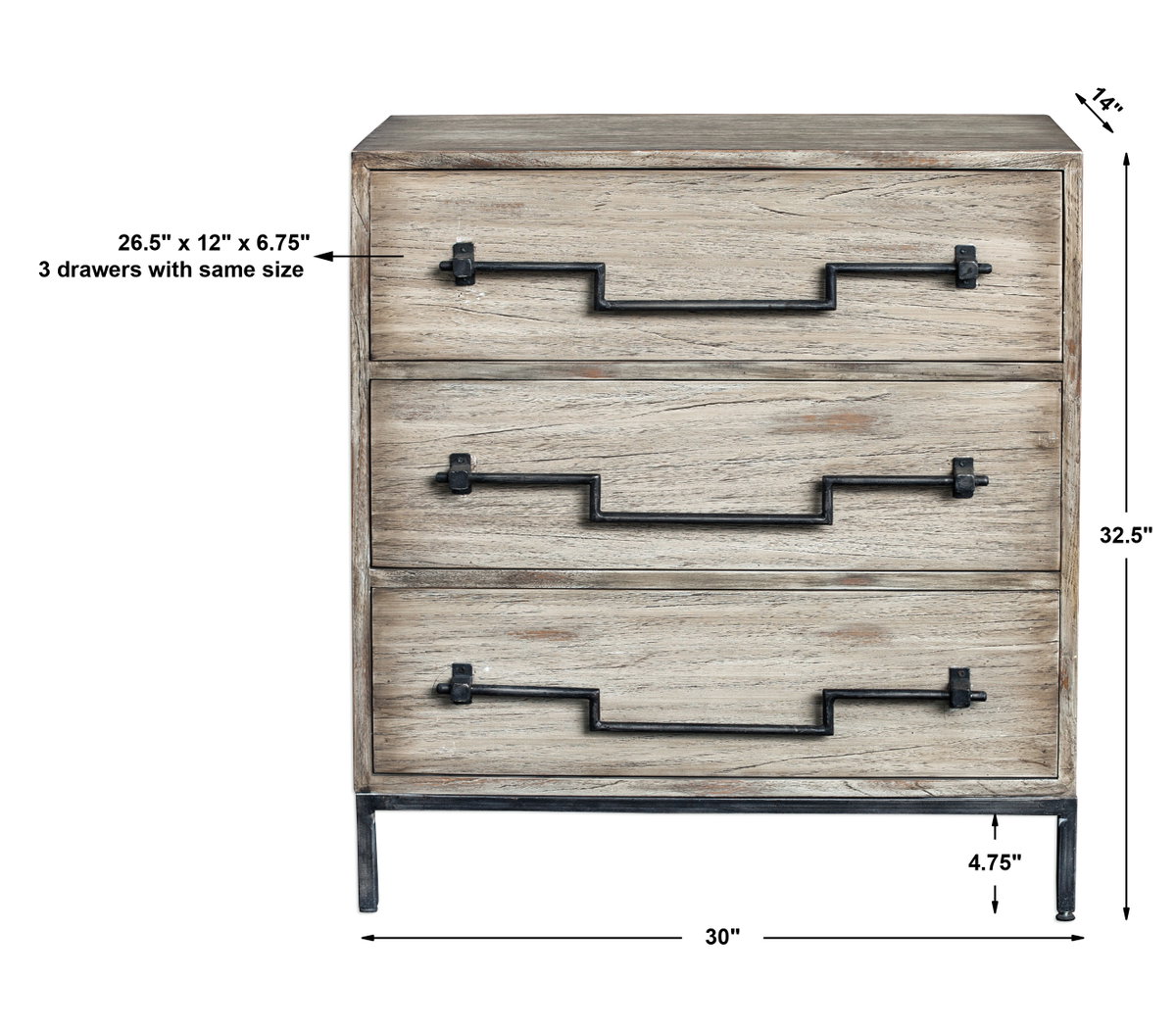Jory Aged Ivory Accent Chest, Cabinets & Chest by Uttermost, 30" width x 32.5" height x 14" depth View 3