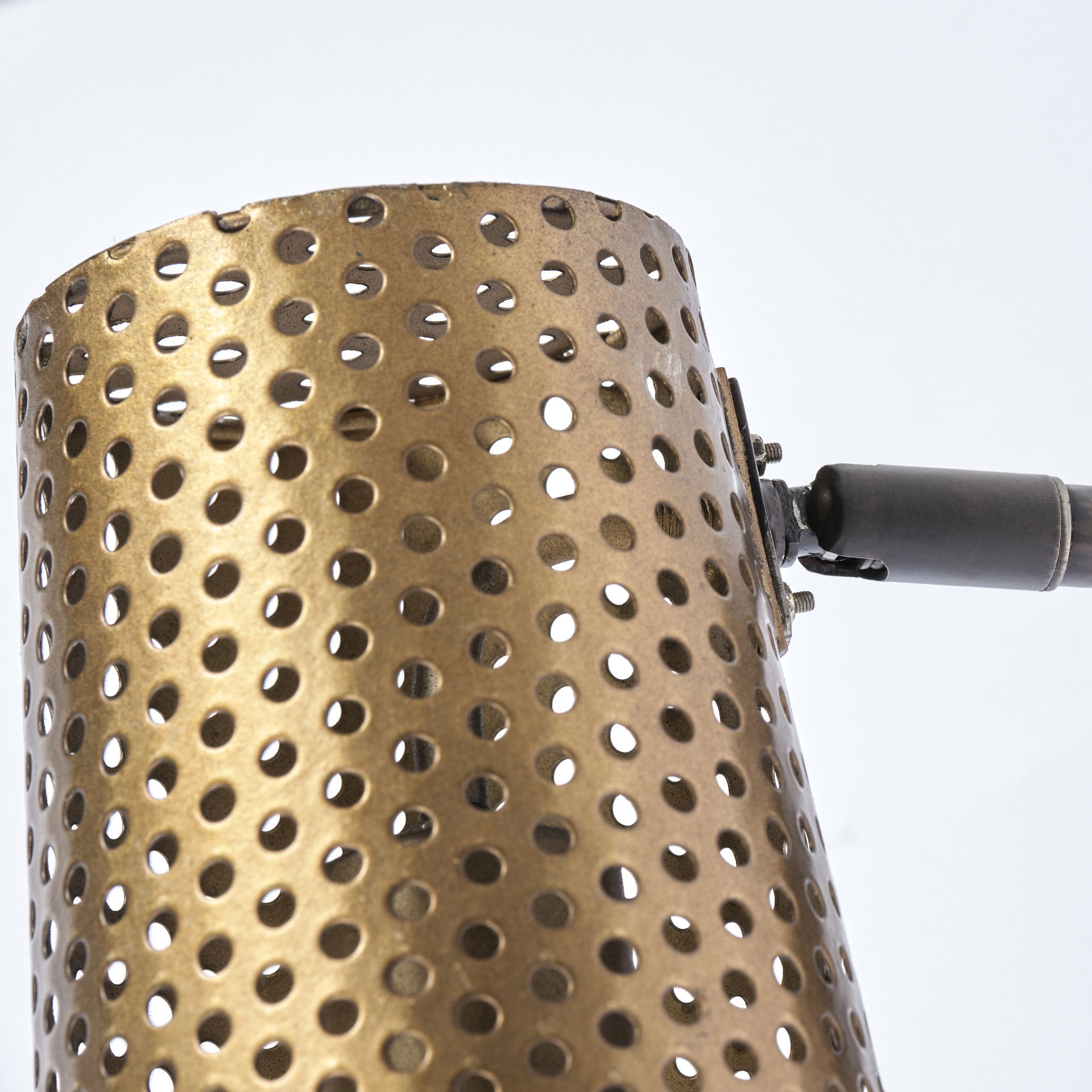 Wesley I 11x10.2 Gold Toned Perforated Metal Cone Wall Sconce, by Mercana, 11.02" length x 5.12" width x 10.24" height View 4
