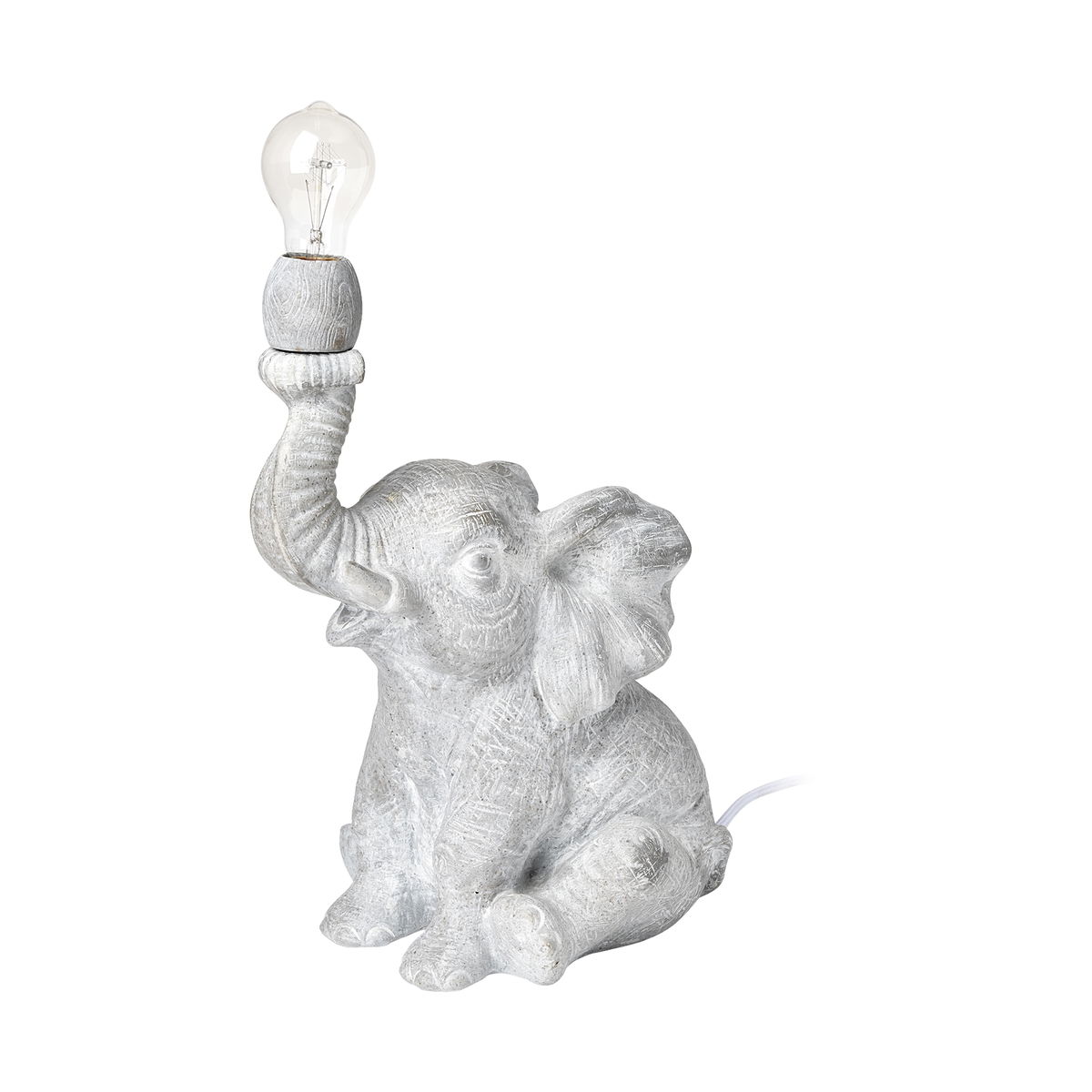 Tantor (15.9'H) Gray Resin Elephant Calf Table Lamp, by Mercana, 11.4" length x 8.5" width x 15.9" height View 1