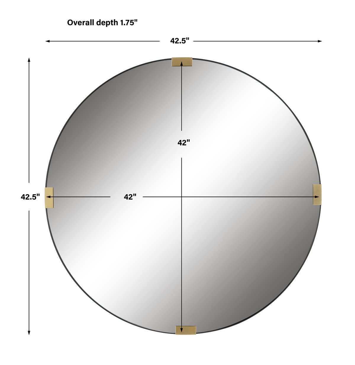 Clip Modern Round Mirror, by Uttermost, 3'6.25" width x 3'6.25" height x 1.62" depth View 3