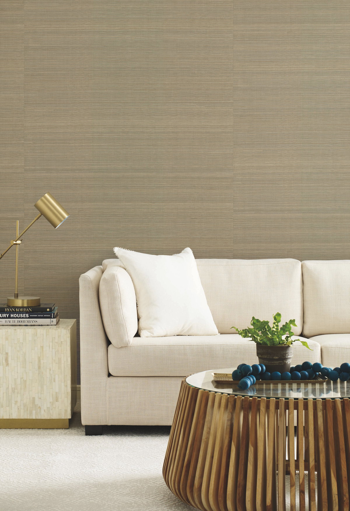 Abaca Weave Taupe Wallpaper, by York Wall, 24' length x 3' width x 0.02" depth View 3