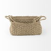 Emra  (Set of 3) Light Brown Seagrass Rectangular Basket with Handles, Bins & Basket by Mercana, 17.32" length x 11.81" width x 7.87" height thumbnail 5