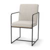 Stamford High-Back Dining Side Chair | Beige Linen with Black Metal, Dining Chair by Mercana, 25" length x 20.5" width x 36" height thumbnail 1