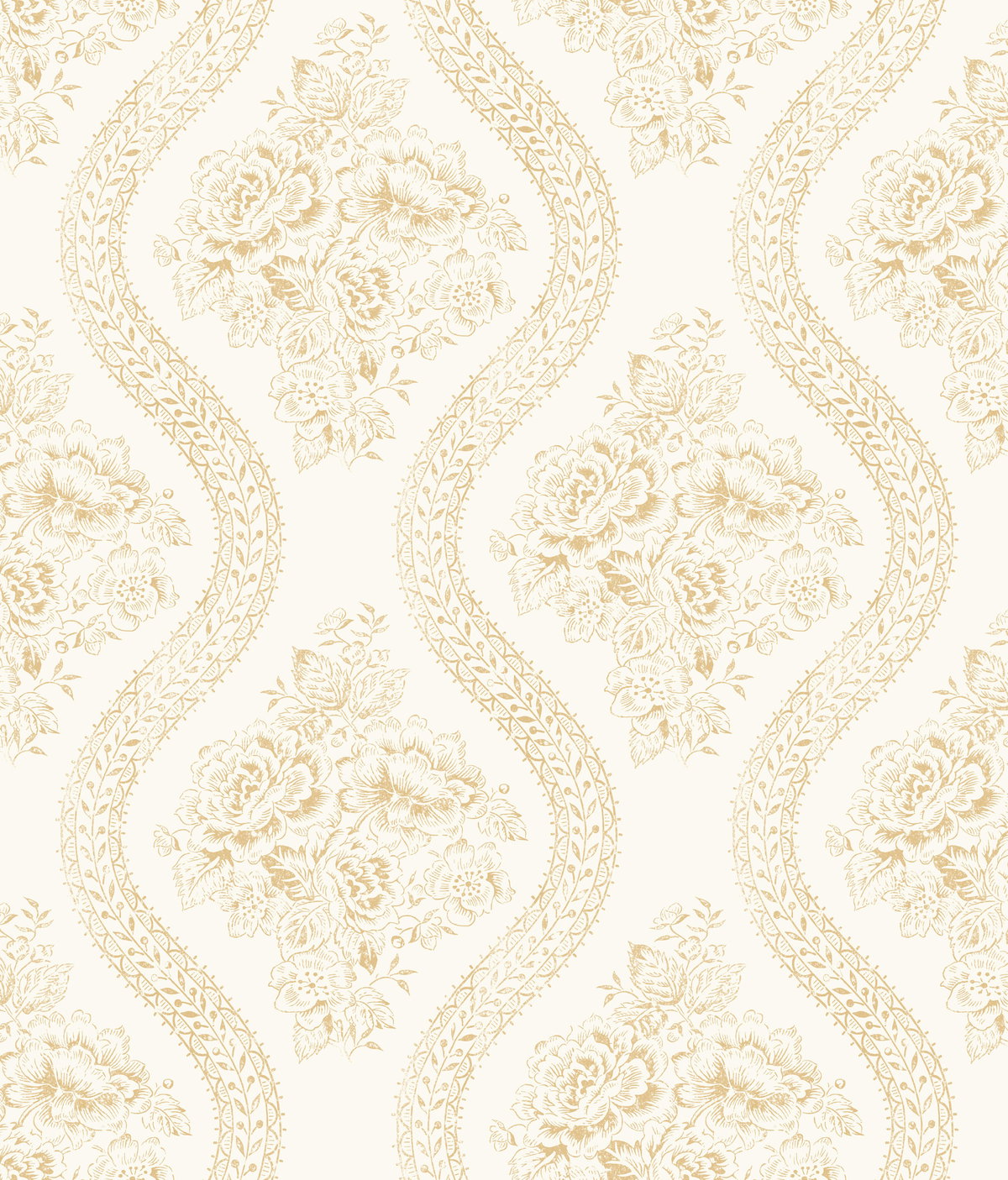 Coverlet Floral Yellow Wallpaper, by York Wall, 33' length x 1'8.5" width x 0.02" depth