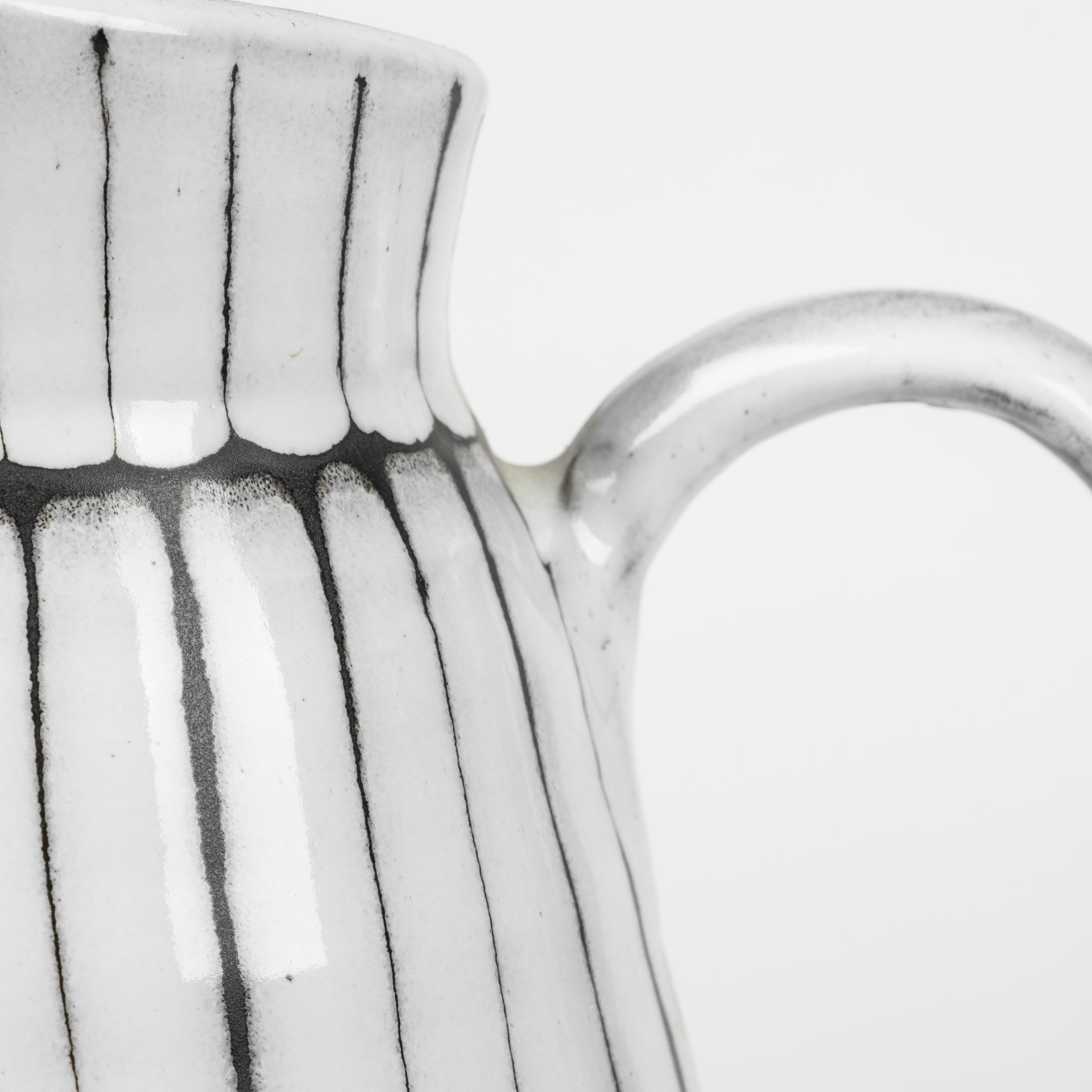 Lome Small White/Black Ceramic Jug, Decorative Jar by Mercana, 7.7" length x 5.9" width x 10" height View 6