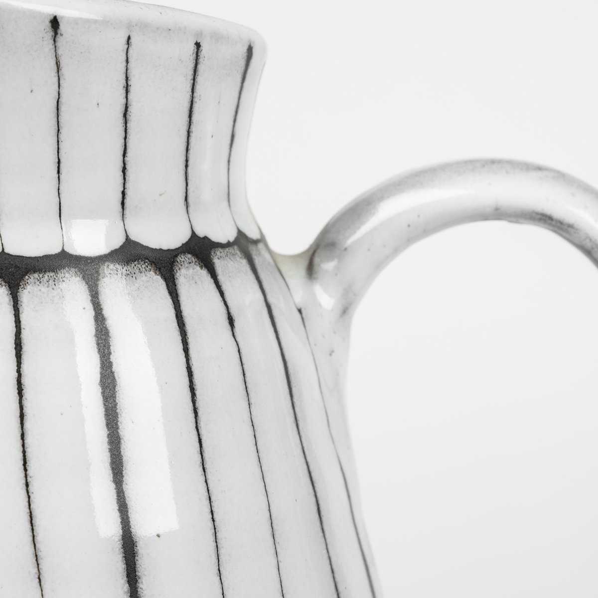 Lome Small White/Black Ceramic Jug, Decorative Jar by Mercana, 7.7" length x 5.9" width x 10" height View 6