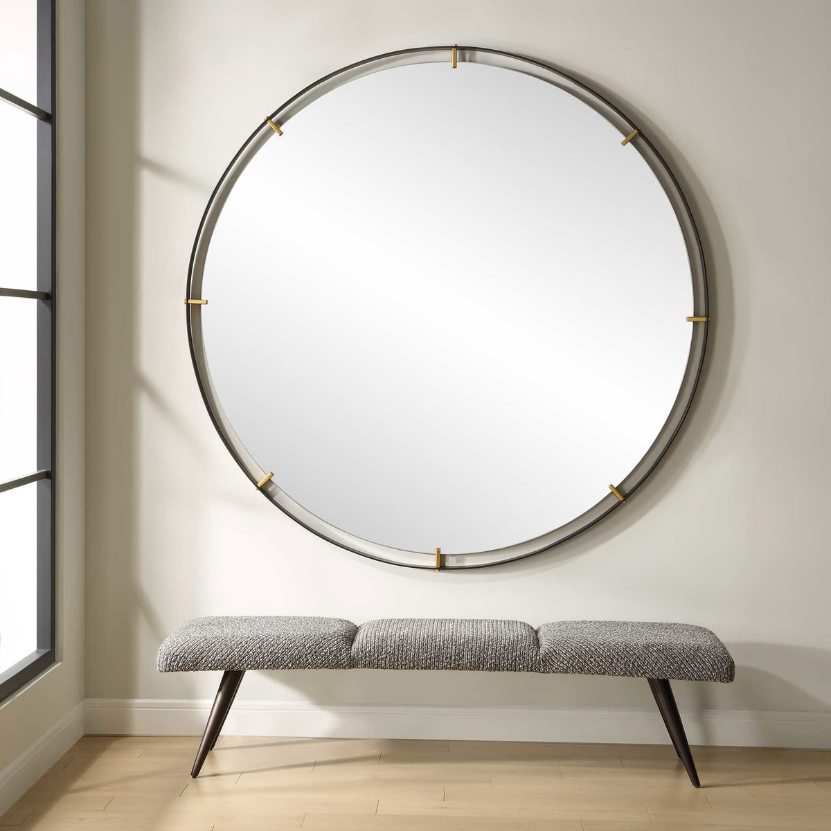 Grand Pendulum Round Mirror, by Uttermost, 72.25" width x 72.25" height x 2" depth View 4