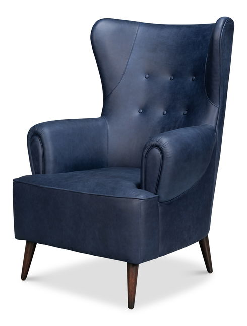 Hightower Distilled Leather Chair,Blue