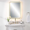 Crofton Lighted Brass Vanity Mirror, by Uttermost, 1'10.25" width x 2'8.25" height x 2.12" depth thumbnail 2