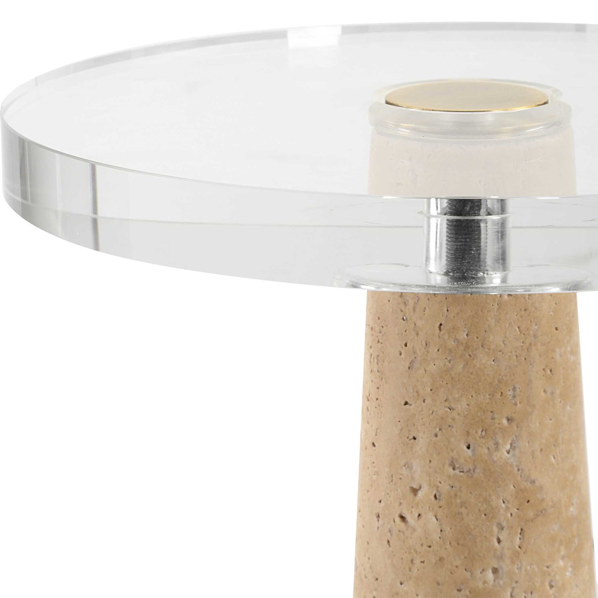 Niari Travertine Drink Table, Side & End Table by Uttermost, 9" width x 24" height x 9" depth View 5