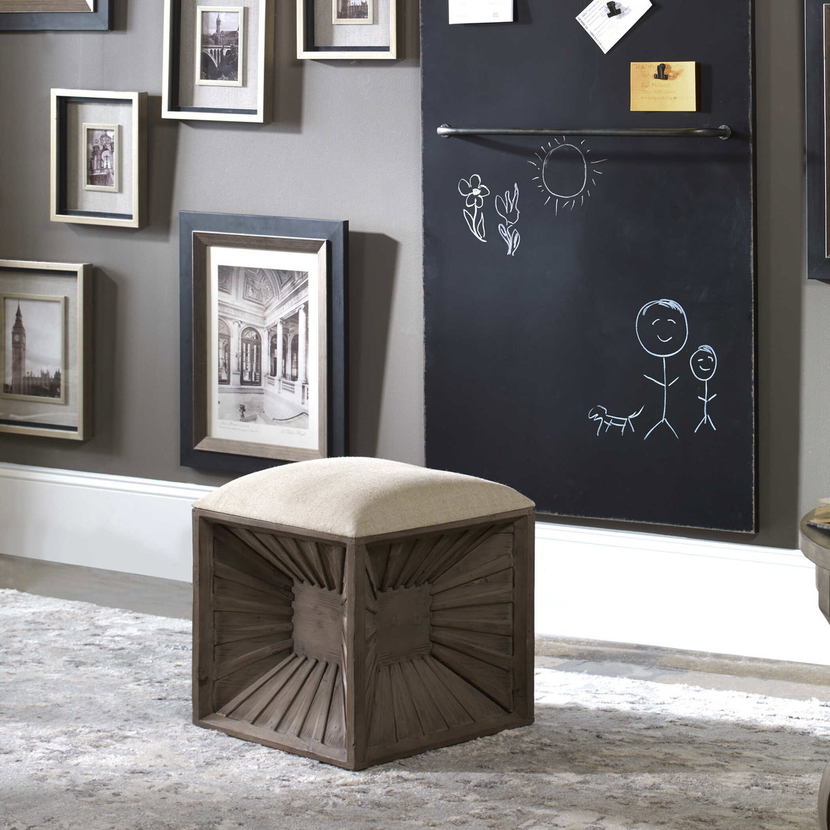 Jia Wooden Ottoman, by Uttermost, 17.37" width x 20" height x 17.37" depth View 5