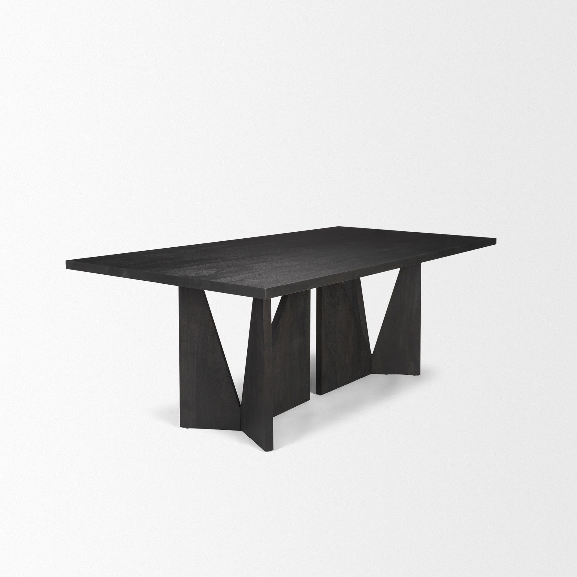 Tarro 84' Rectangular Textured Black Wood with Geometrical Base Dining Table large image 