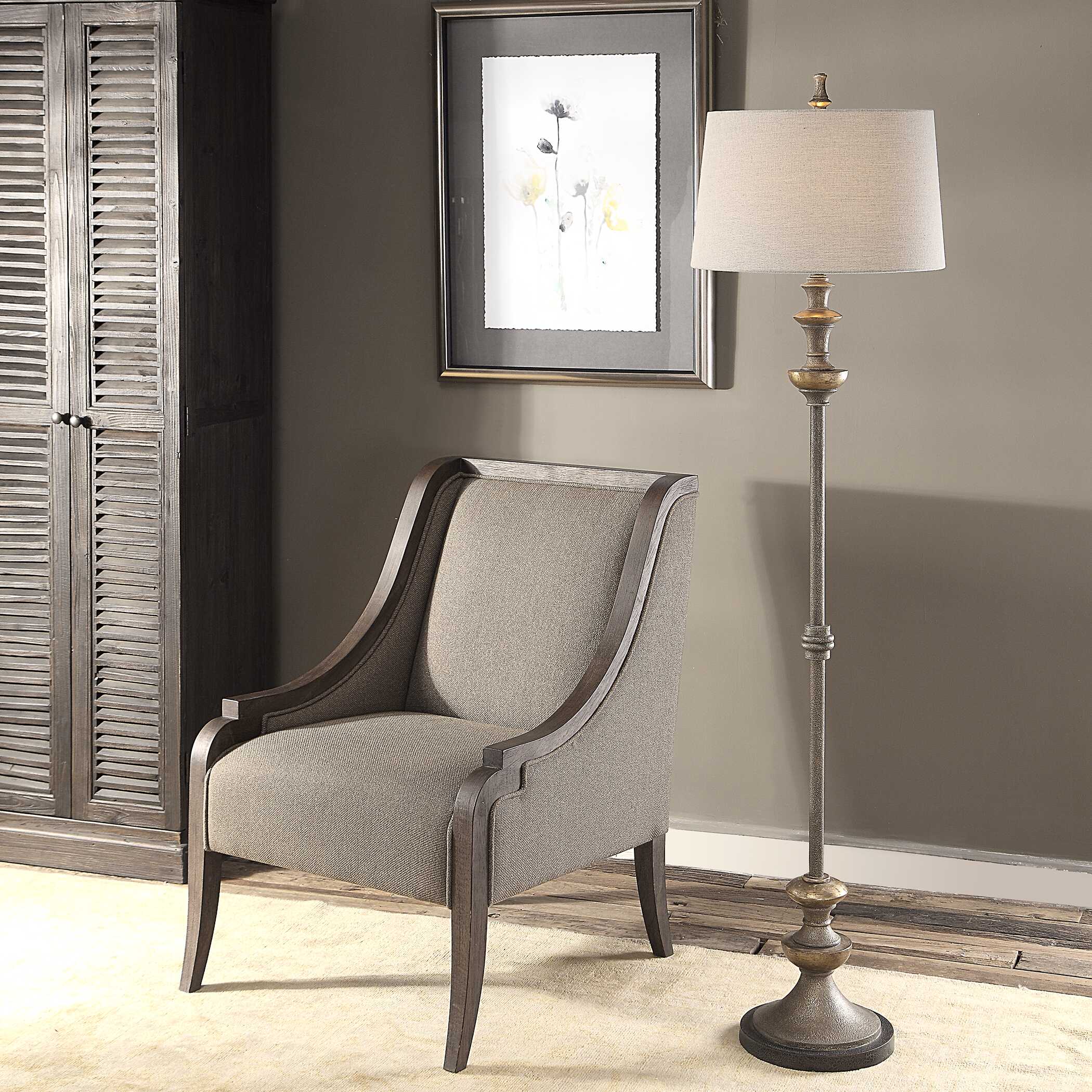 Vetralla Silver Bronze Floor Lamp, by Uttermost, 17" width x 66.5" height x 17" depth View 2